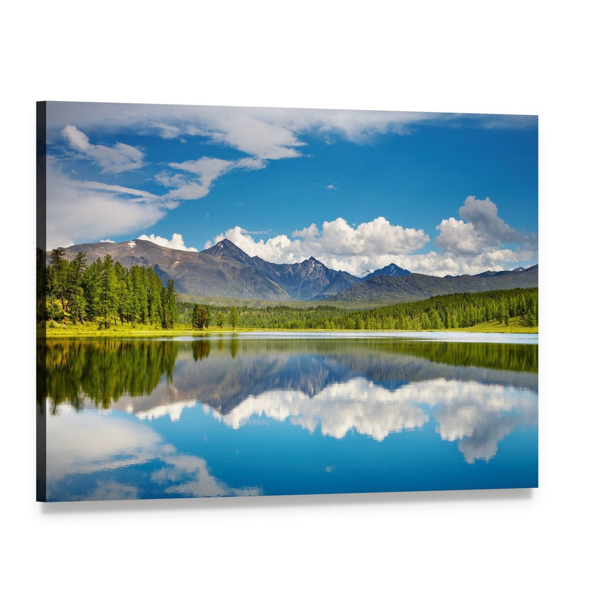 Lake in Altai Mountains Canvas Wall Art, single panel gallery wrapped canvas, angled product view