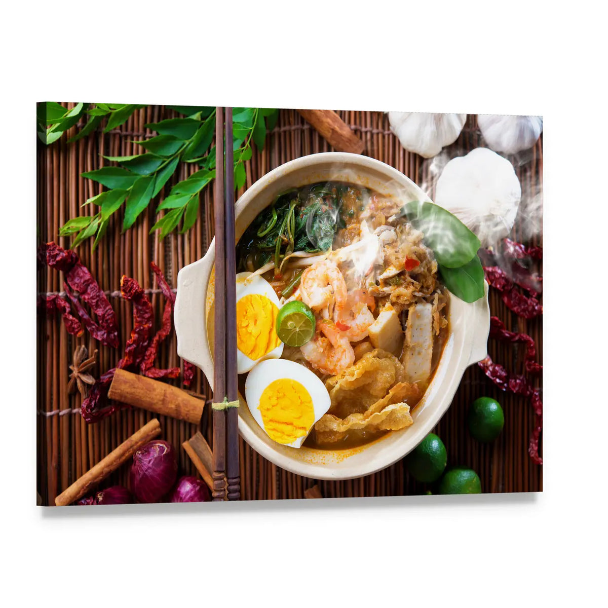 Popular Malaysian Food Canvas Wall Art, single panel gallery wrapped canvas, angled product view