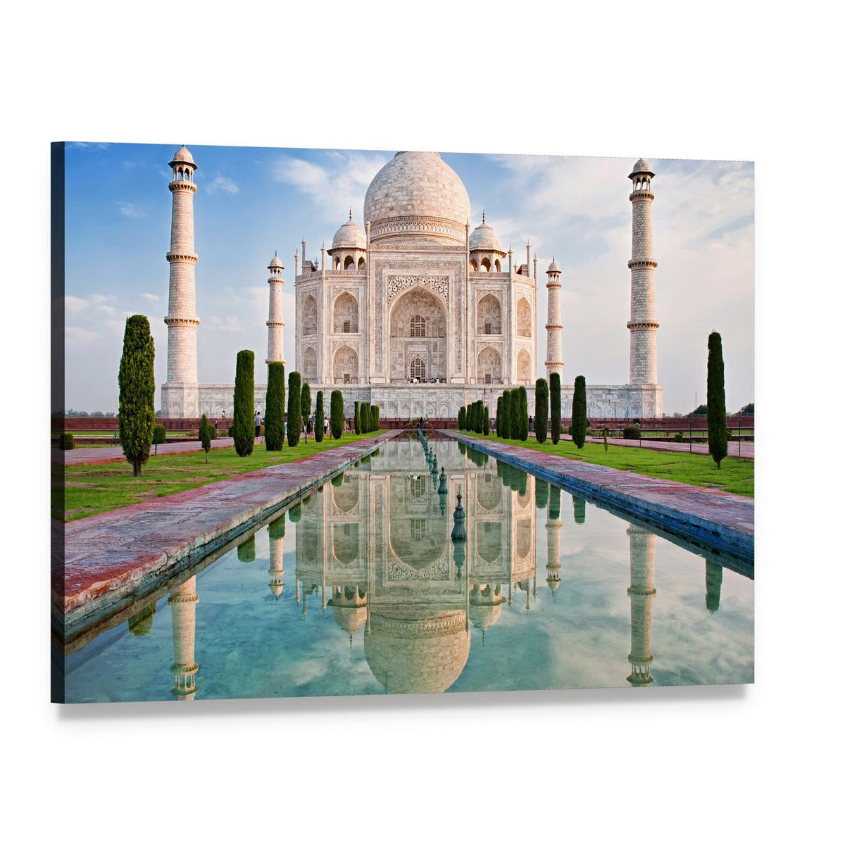 Taj Mahal in Sunrise Light Canvas Wall Art, single panel gallery wrapped canvas, angled product view