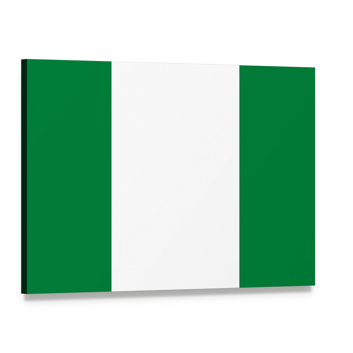 Nigerian Flag Canvas Wall Art, single panel gallery wrapped canvas, angled product view