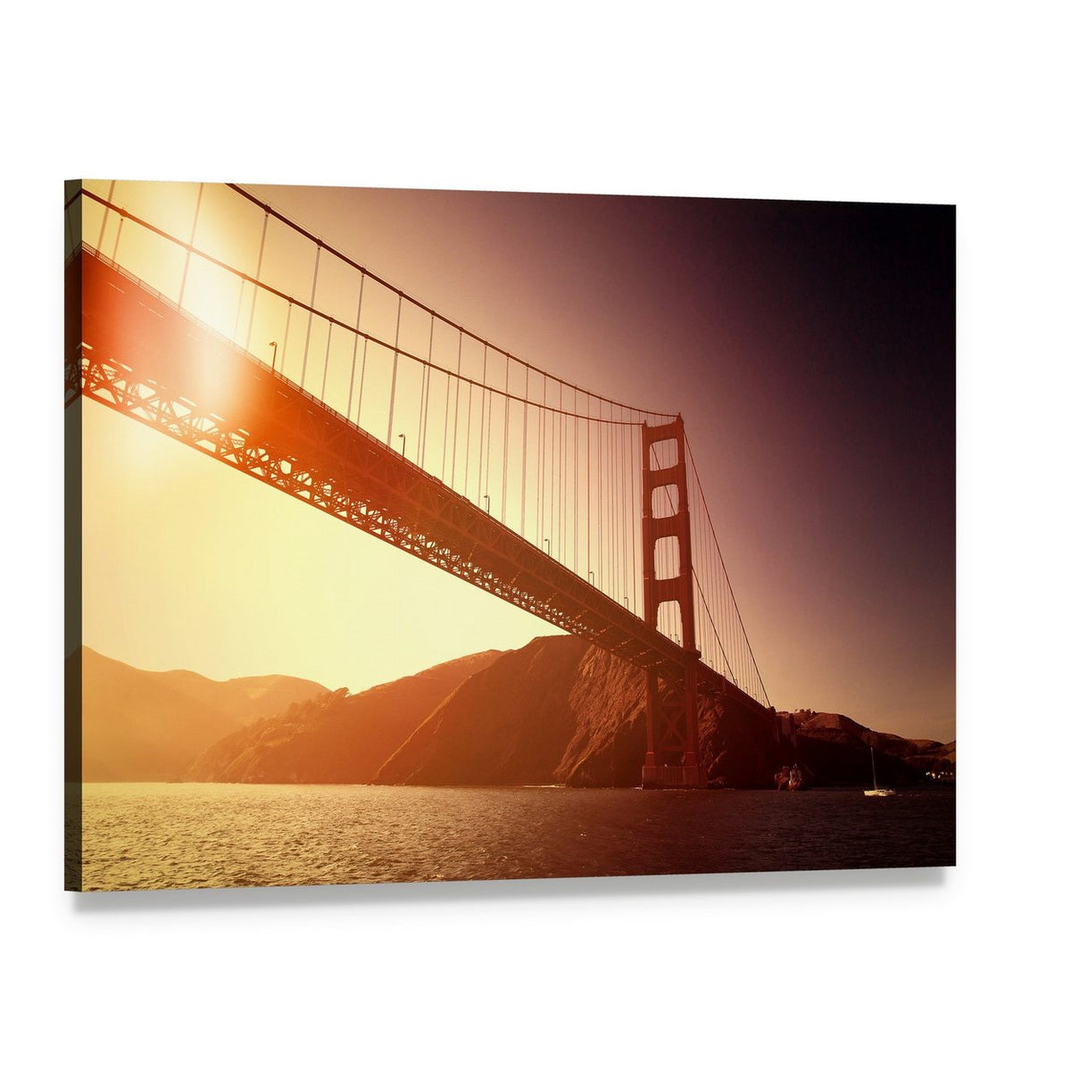 Golden Gate Bridge Over San Francisco Bay Canvas Wall Art, single panel gallery wrapped canvas, angled product view