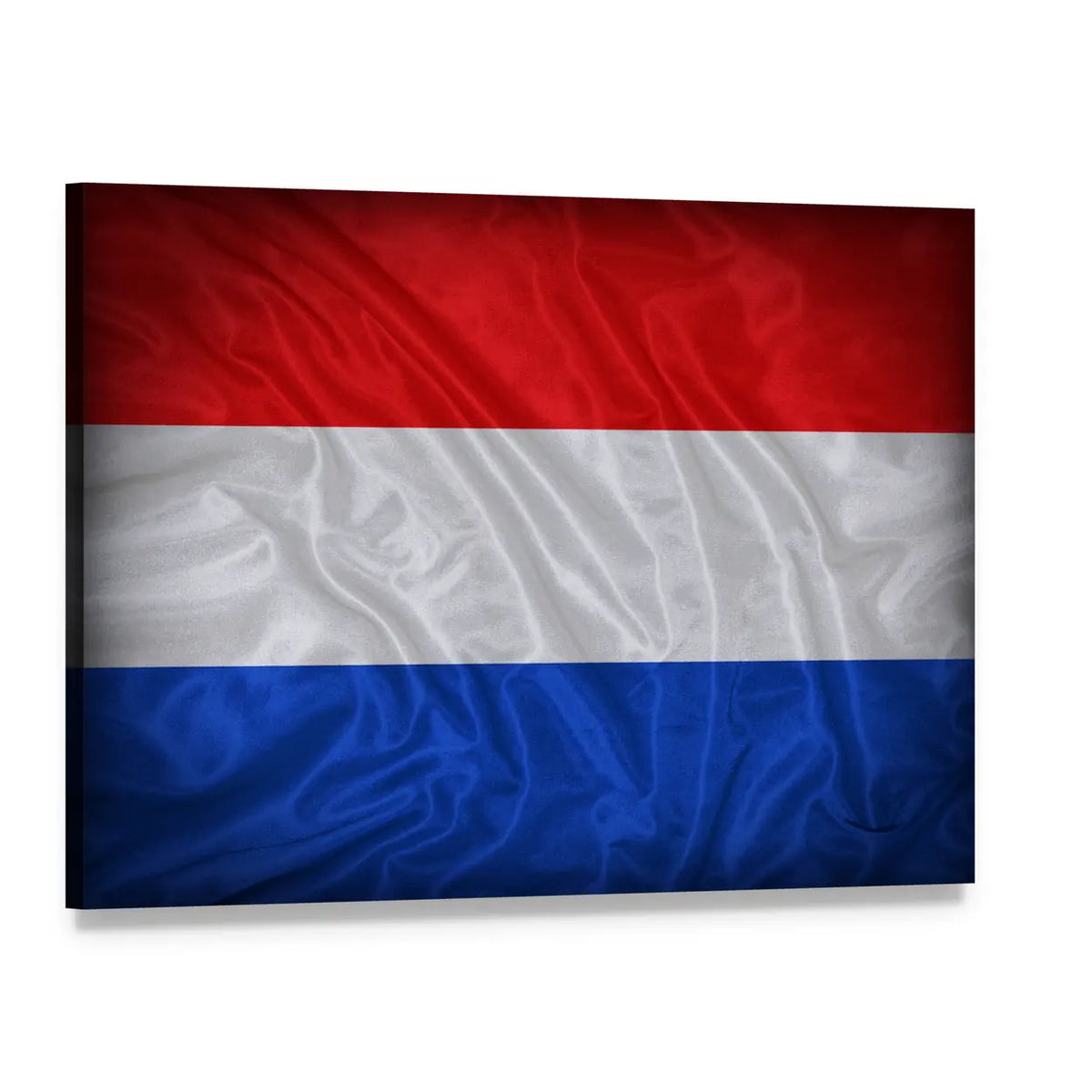 Netherlands Flag with Satin Ripples Canvas Wall Art, single panel gallery wrapped canvas, angled product view