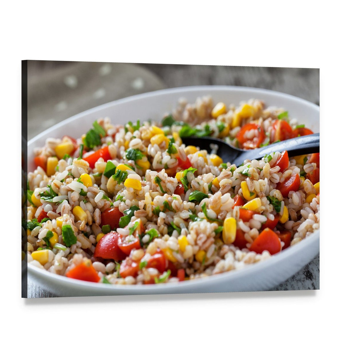 Orzo Salad with Cherry Tomatoes Canvas Wall Art, single panel gallery wrapped canvas, angled product view
