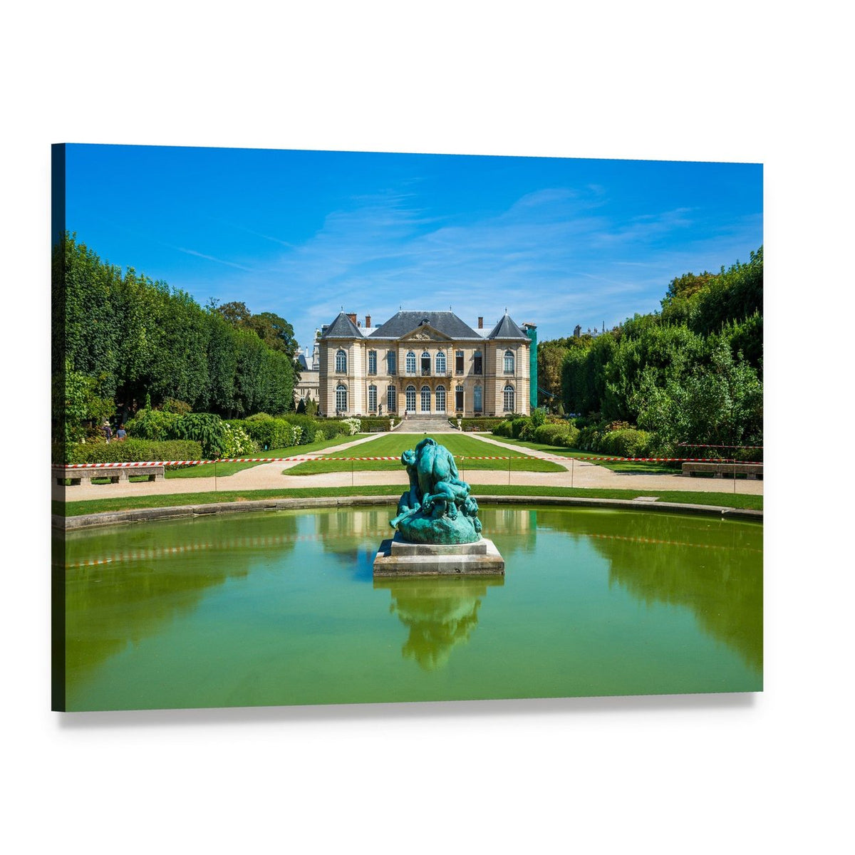 Rodin Museum Garden with Fountain Canvas Wall Art, single panel gallery wrapped canvas, angled product view