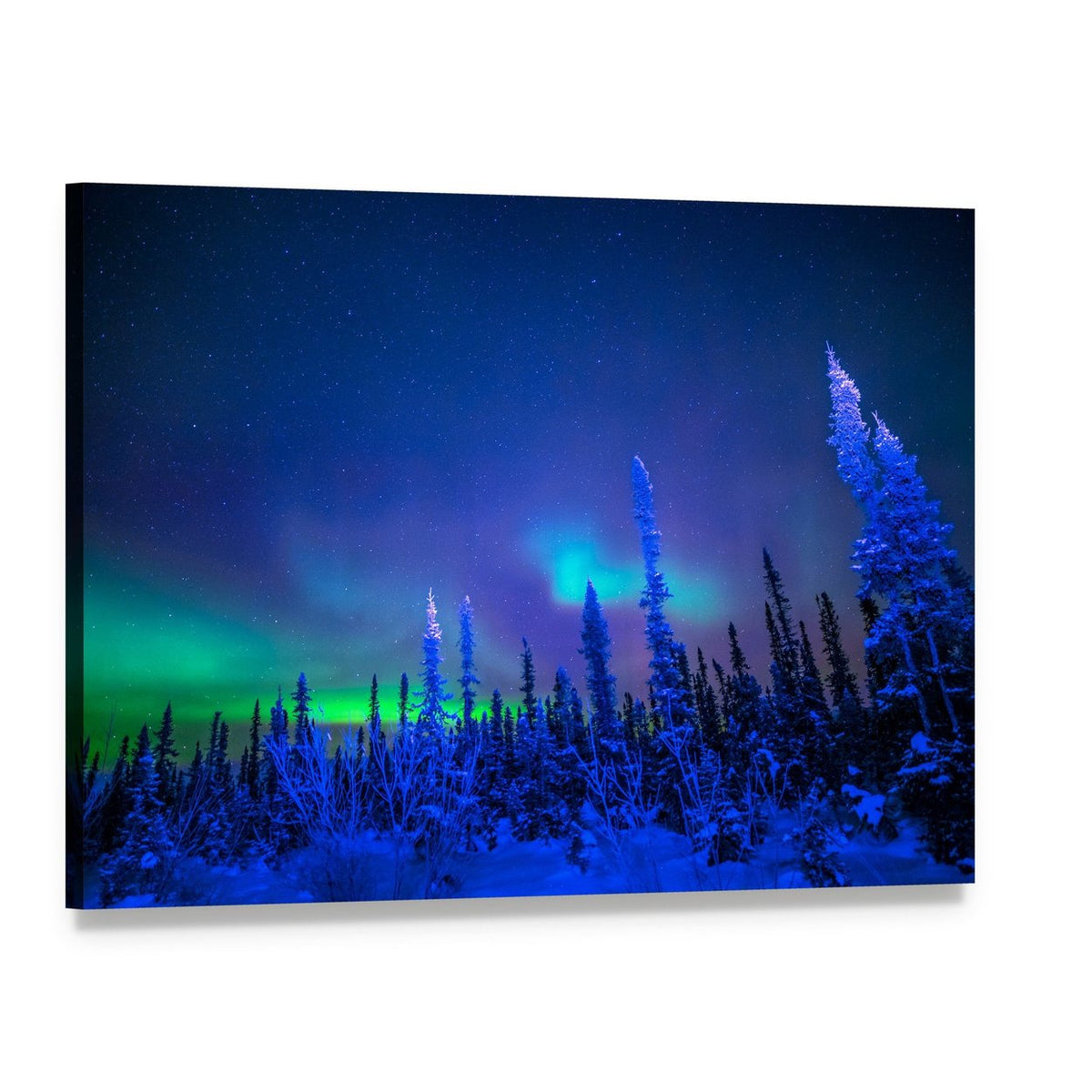 Aurora in Winter Canvas Wall Art, single panel gallery wrapped canvas, angled product view