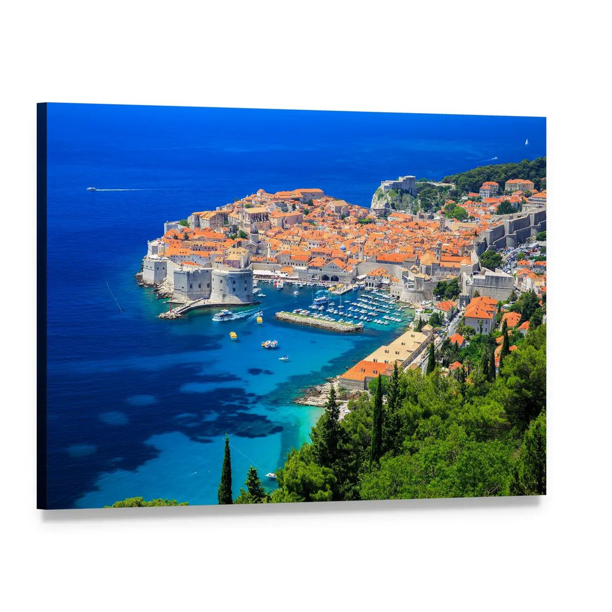 Dubrovnik Old Town Aerial View Canvas Wall Art, single panel gallery wrapped canvas, angled product view