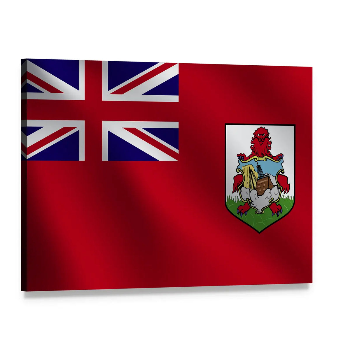Bermuda Flag with Coat of Arms and Shipwreck Canvas Wall Art, single panel gallery wrapped canvas, angled product view