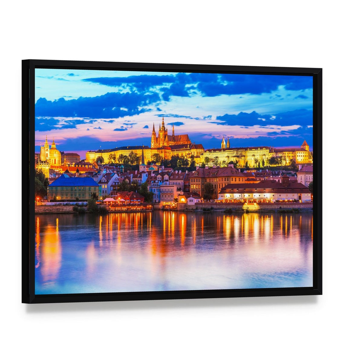St Vitus Cathedral Prague Canvas Wall Art, framed canvas in a black floater frame, angled product view