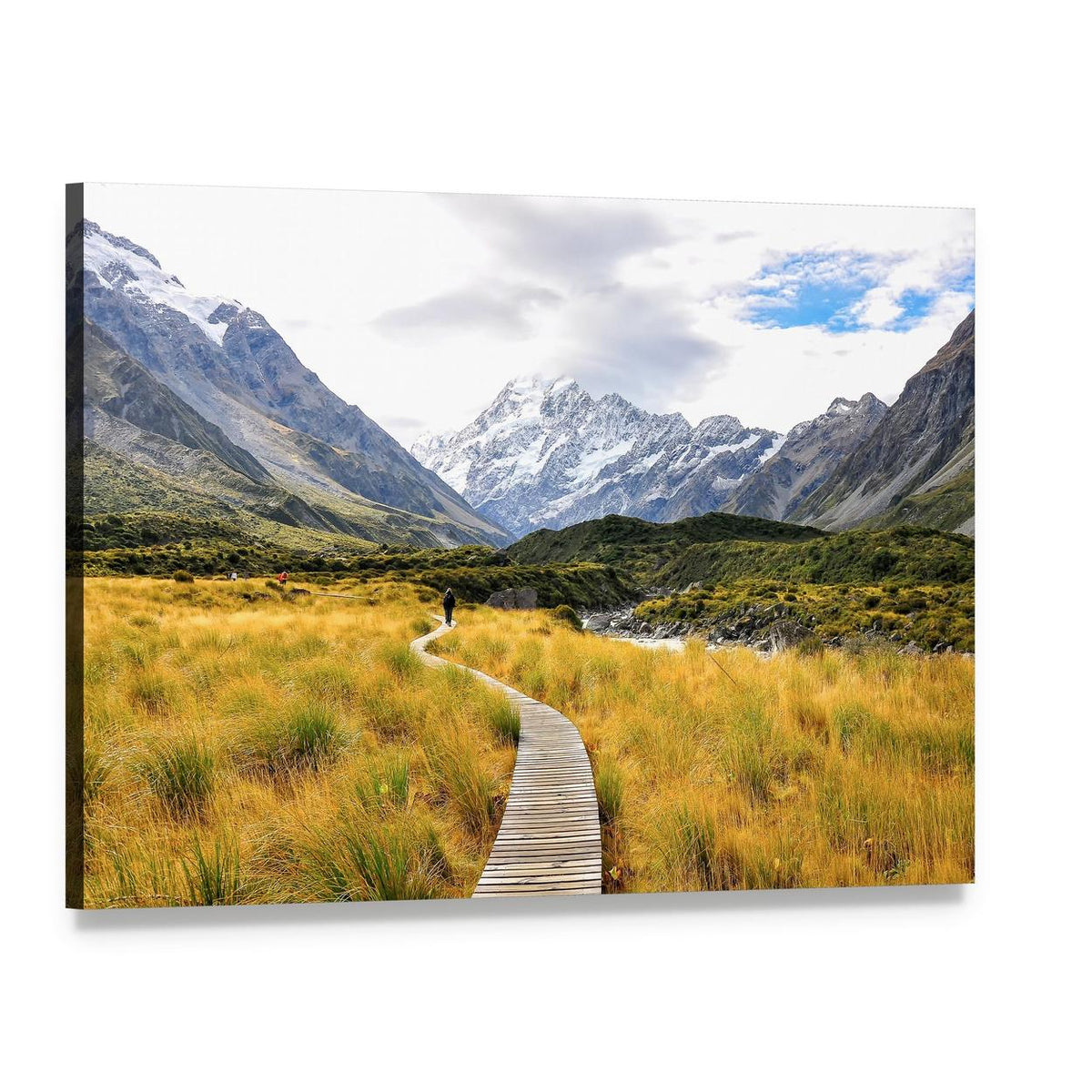 Aoraki Mount Cook National Park Canvas Wall Art, single panel gallery wrapped canvas, angled product view