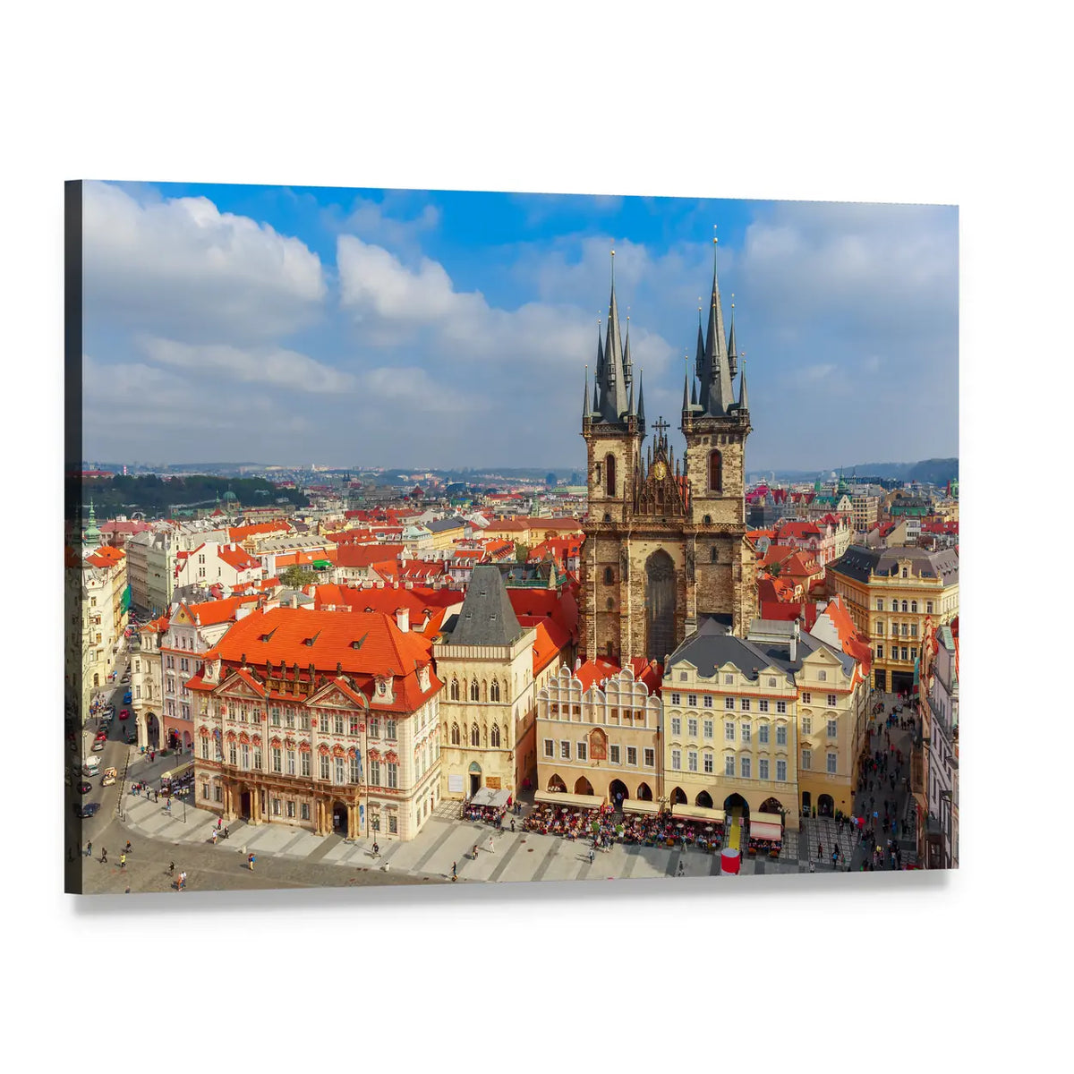 Old Town Square and Týn Church, Prague Canvas Wall Art, single panel gallery wrapped canvas, angled product view