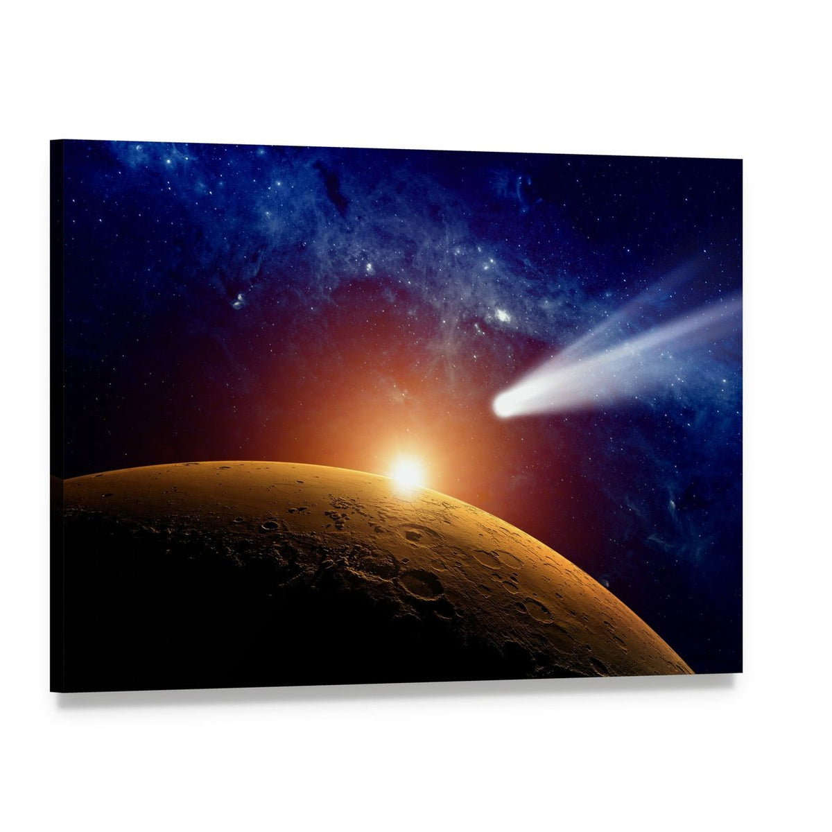 Comet Approaching Mars Canvas Wall Art, single panel gallery wrapped canvas, angled product view