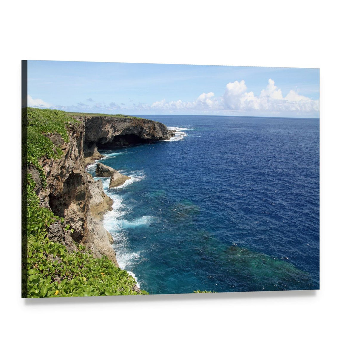 Banzai Cliff Coastal Seascape Canvas Wall Art, single panel gallery wrapped canvas, angled product view