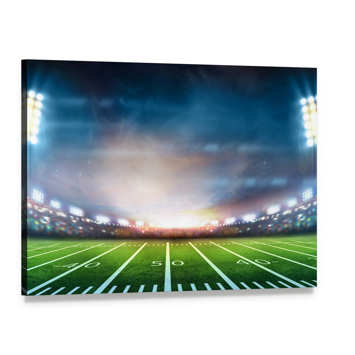 Stadium at Night Canvas Wall Art, single panel gallery wrapped canvas, angled product view