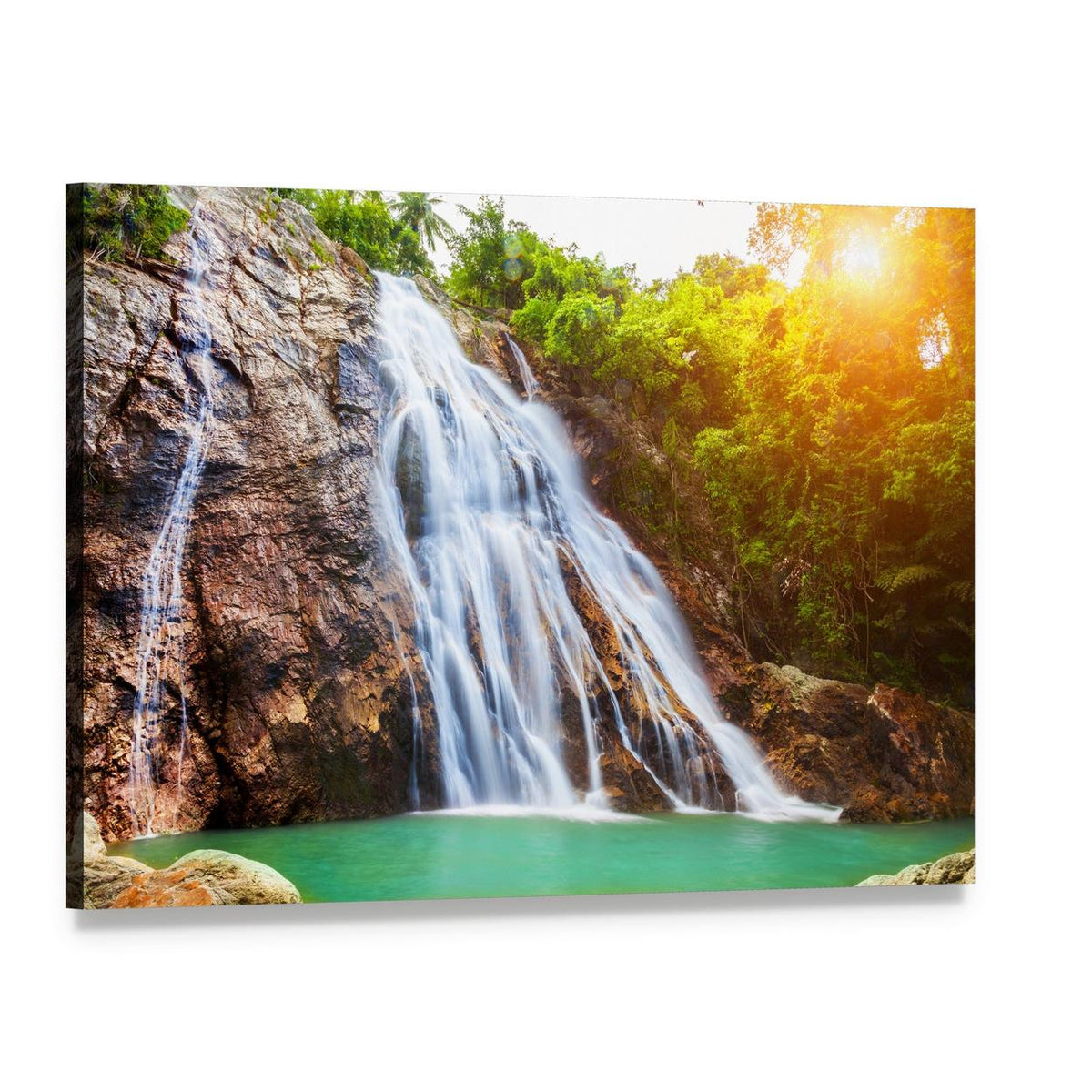 Na Muang Waterfalls Canvas Wall Art, single panel gallery wrapped canvas, angled product view