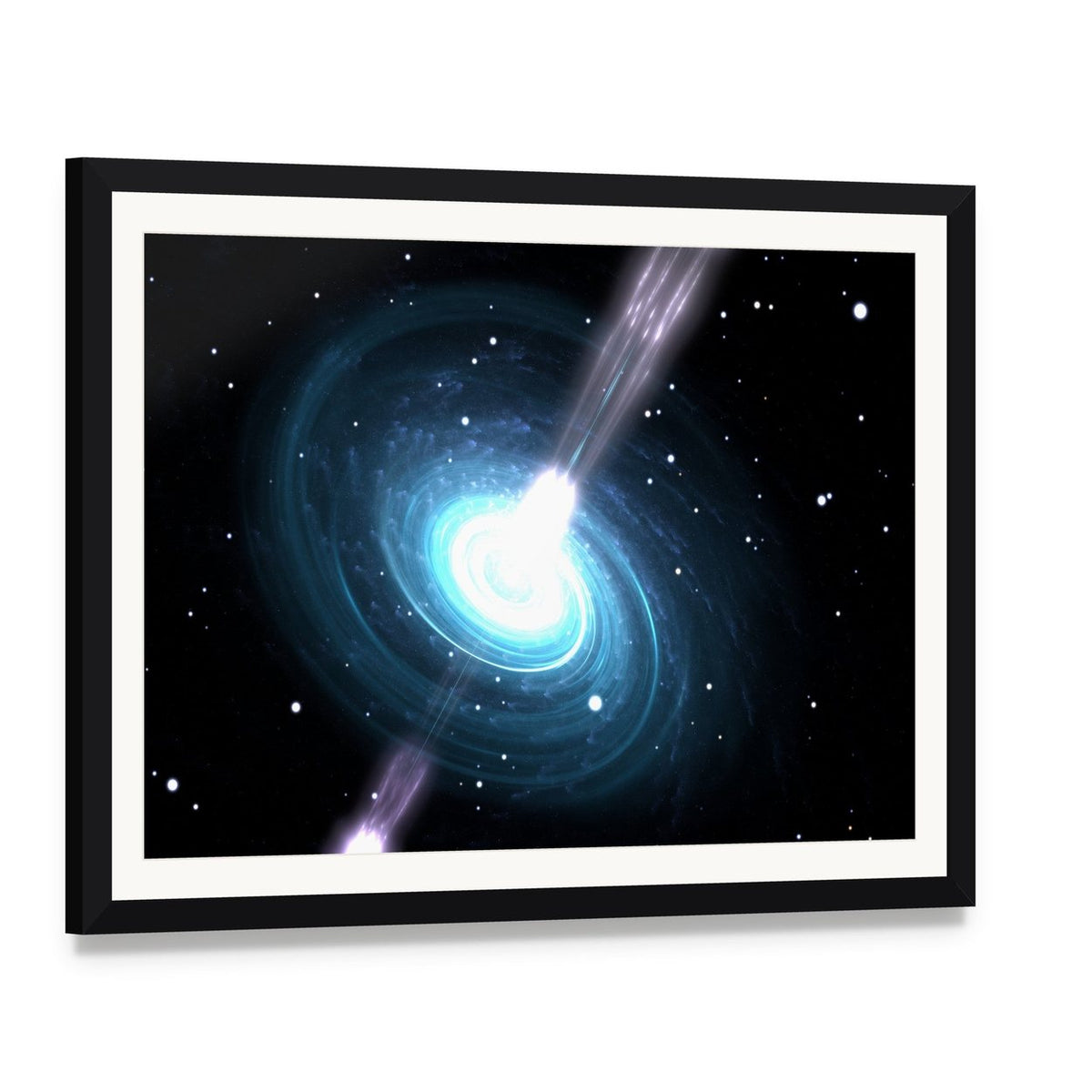 Highly Magnetized Pulsar Canvas Wall Art, framed print with white mat and black frame, angled product view
