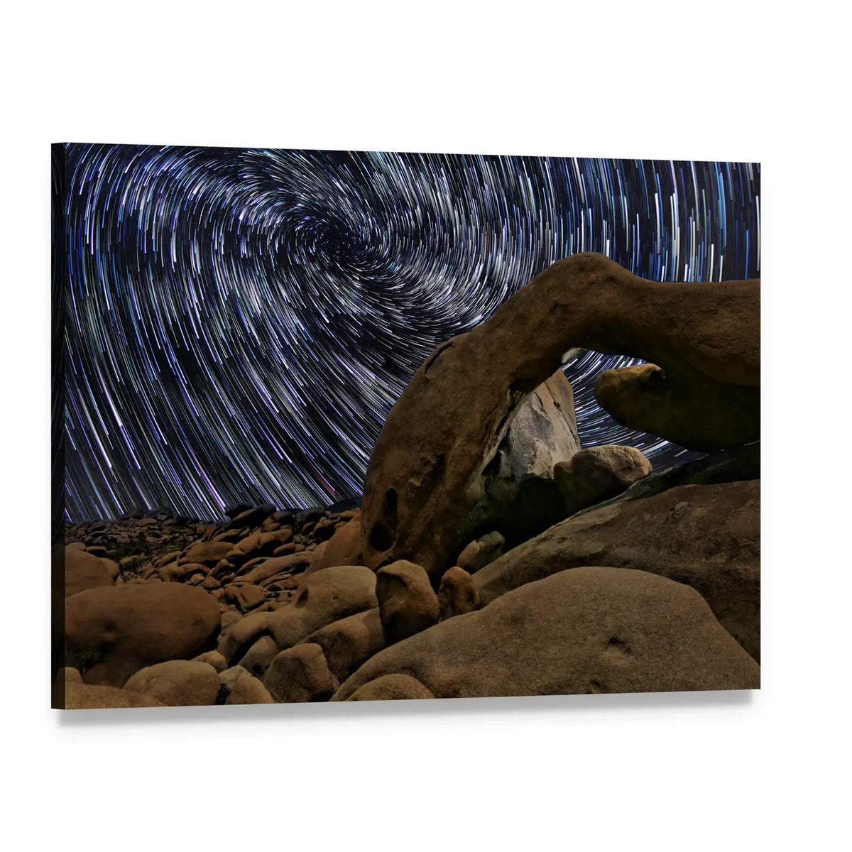 Joshua Tree Star Trails at the Arch Canvas Wall Art, single panel gallery wrapped canvas, angled product view