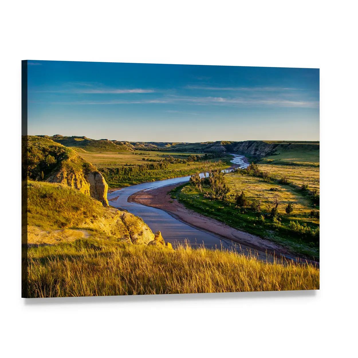 North Dakota Badlands Canvas Wall Art, single panel gallery wrapped canvas, angled product view