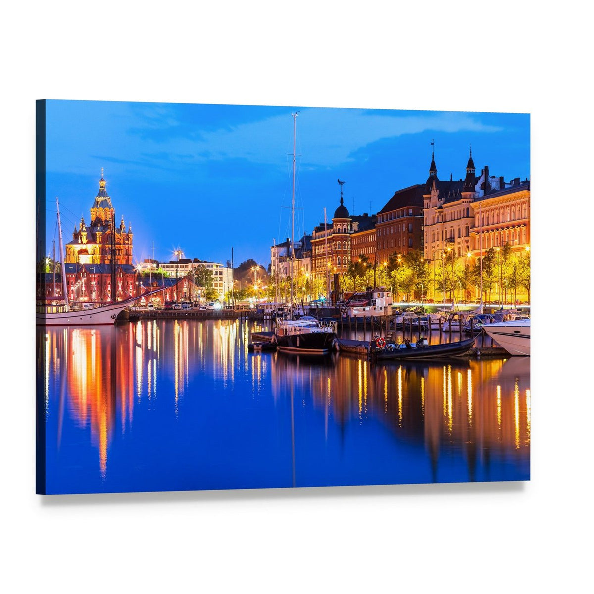 Old Port in Helsinki at Twilight Canvas Wall Art, single panel gallery wrapped canvas, angled product view