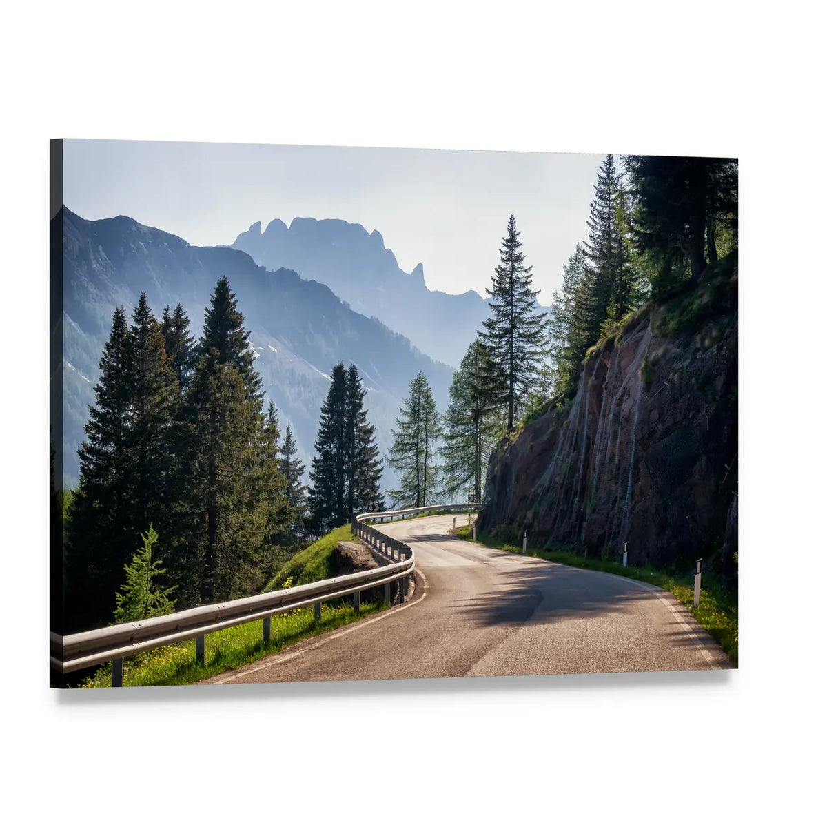 Winding Mountain Road in Europe Canvas Wall Art, single panel gallery wrapped canvas, angled product view