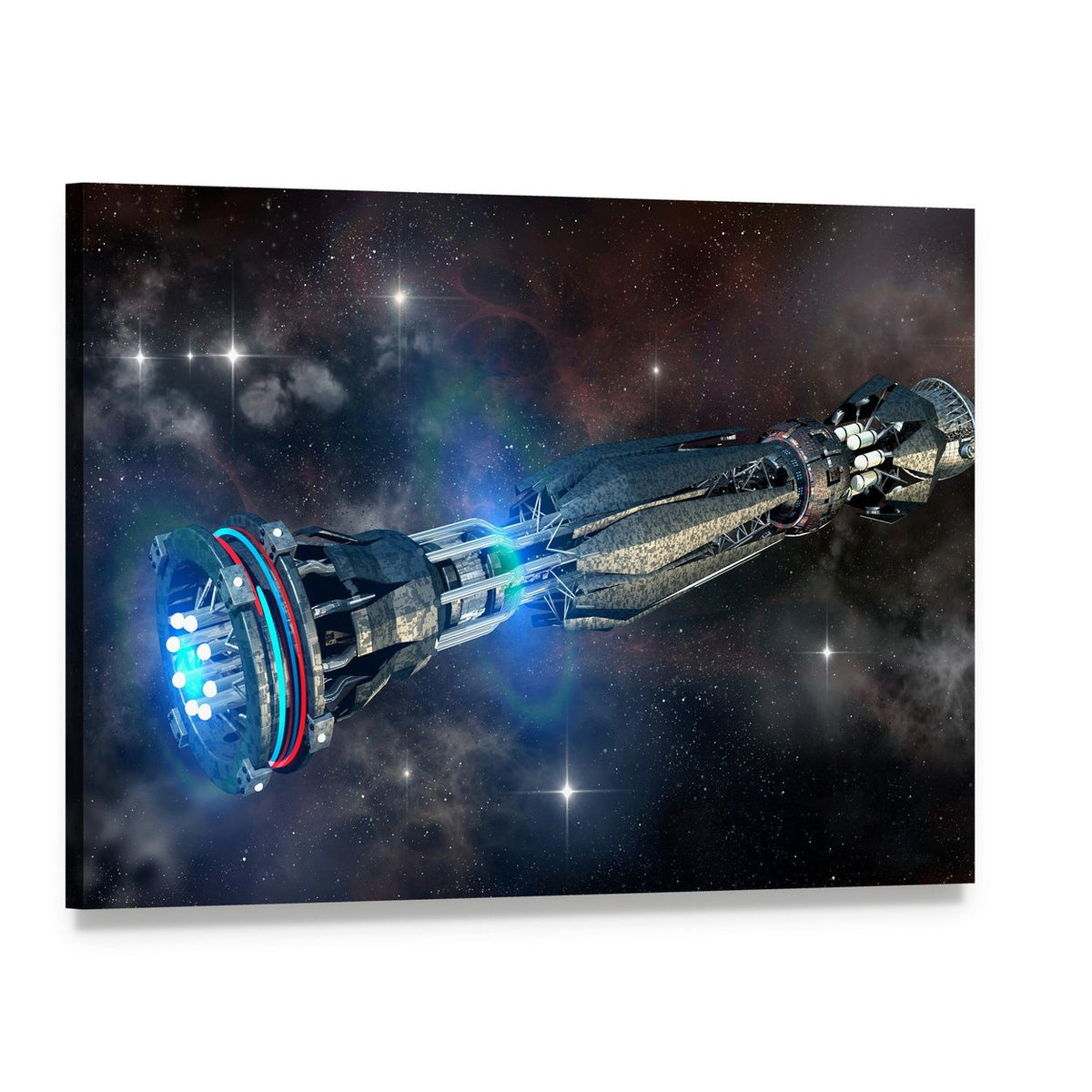 Alien Mothership in Deep Space Canvas Wall Art, single panel gallery wrapped canvas, angled product view