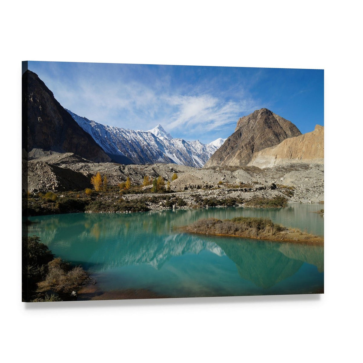 Mountain Lake in Pasu, Pakistan Canvas Wall Art, single panel gallery wrapped canvas, angled product view