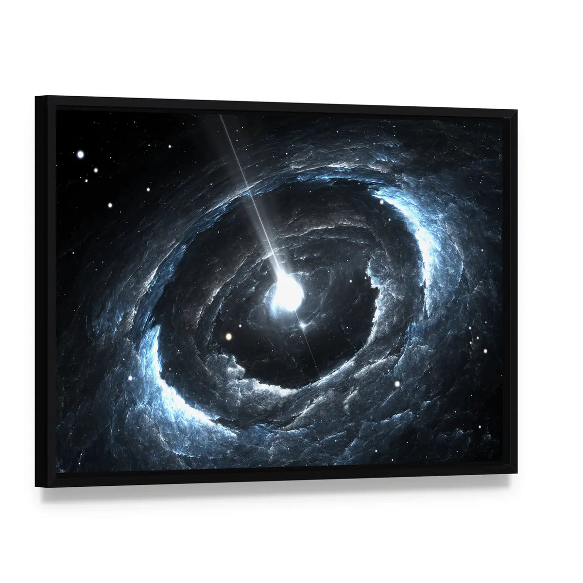 Highly Magnetized Rotating Neutron Star Canvas Wall Art, framed canvas in a black floater frame, angled product view
