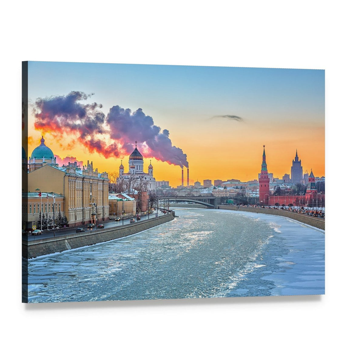 Winter Evening in Moscow Canvas Wall Art, single panel gallery wrapped canvas, angled product view