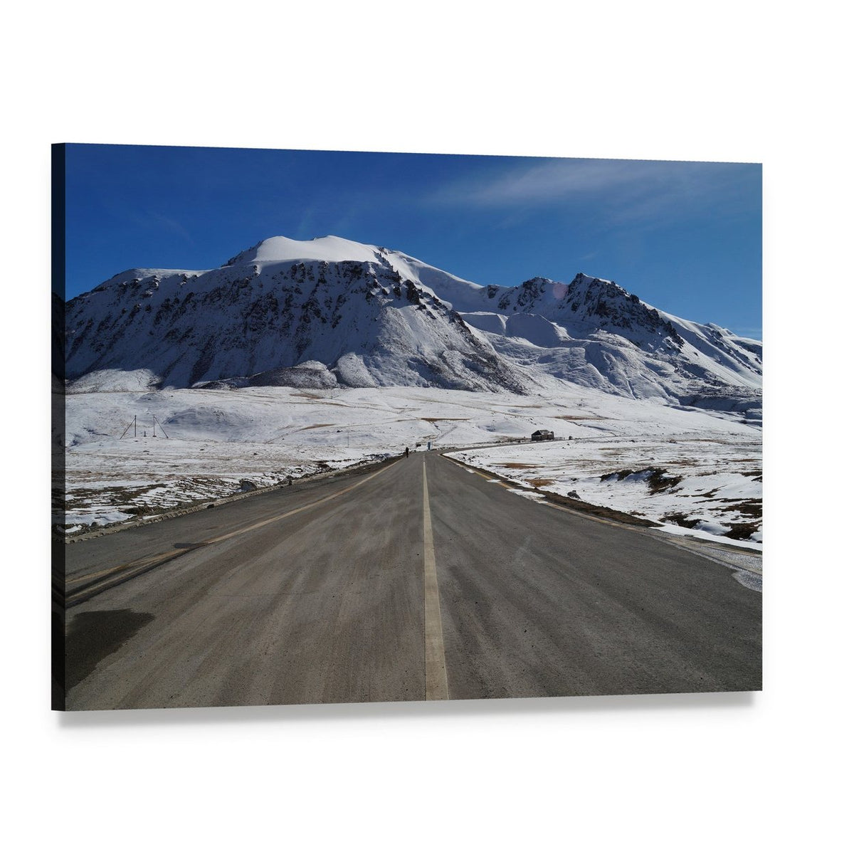 Khunjerab Pass in Winter Canvas Wall Art, single panel gallery wrapped canvas, angled product view
