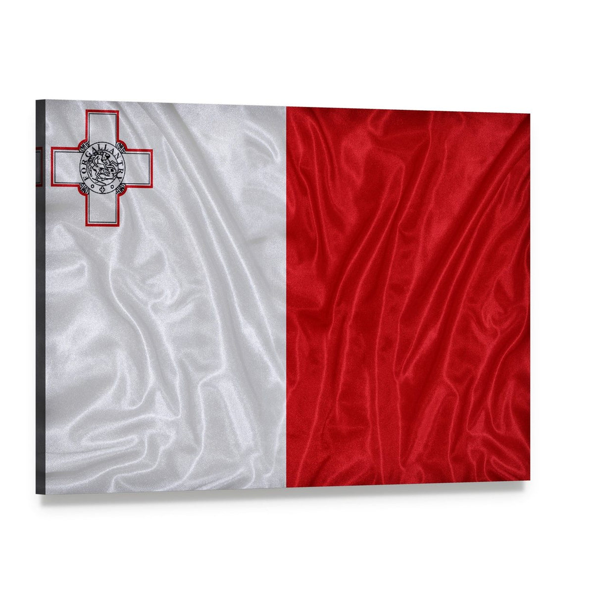 Malta Flag with George Cross Canvas Wall Art, single panel gallery wrapped canvas, angled product view