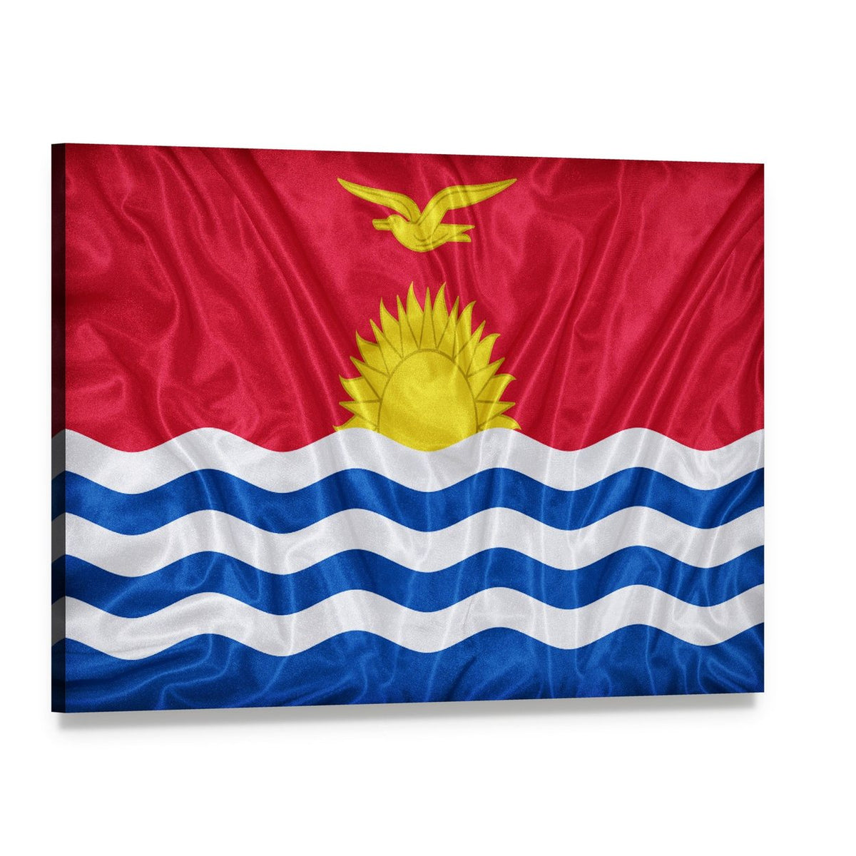 Kiribati Flag with Frigatebird and Rising Sun Canvas Wall Art, single panel gallery wrapped canvas, angled product view