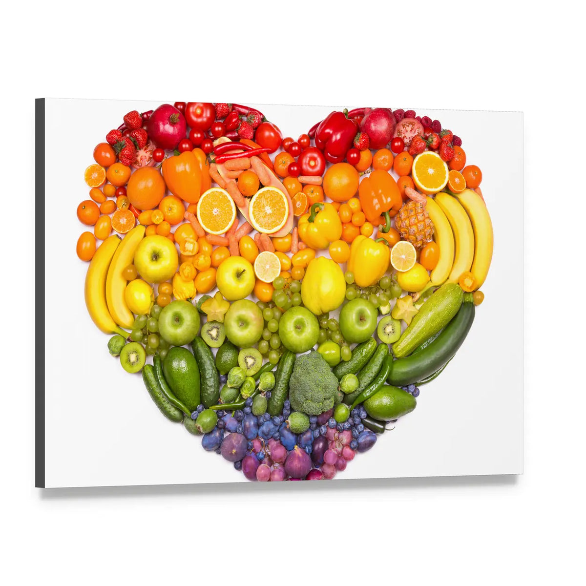 Heart of Fruits and Vegetables Canvas Wall Art, single panel gallery wrapped canvas, angled product view