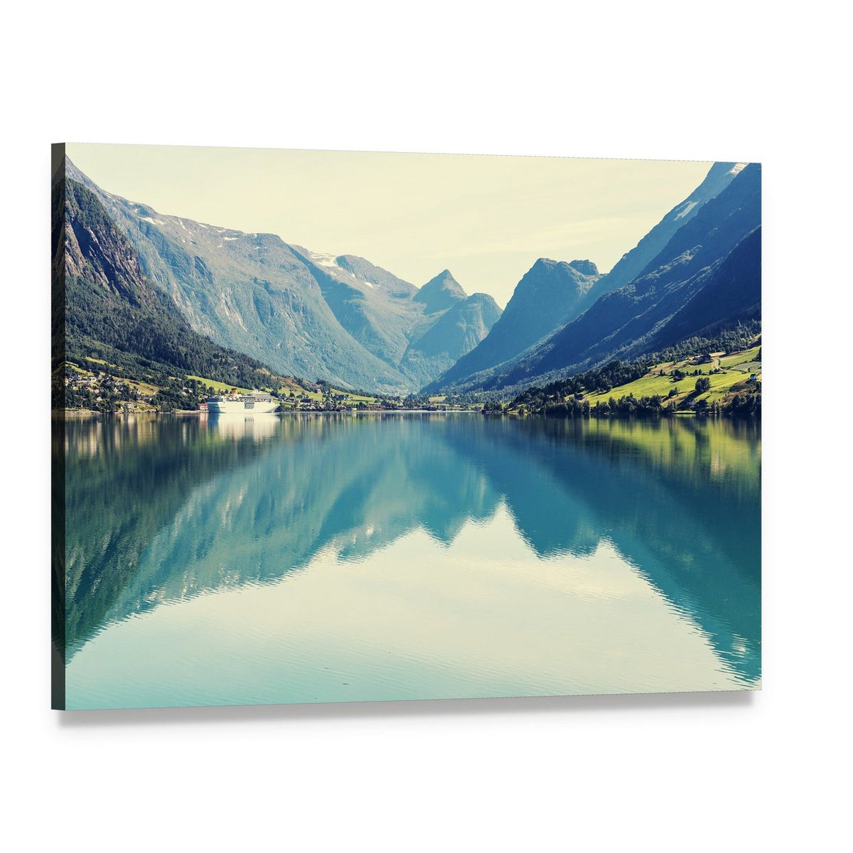 Mountain Lake in Norway Canvas Wall Art, single panel gallery wrapped canvas, angled product view