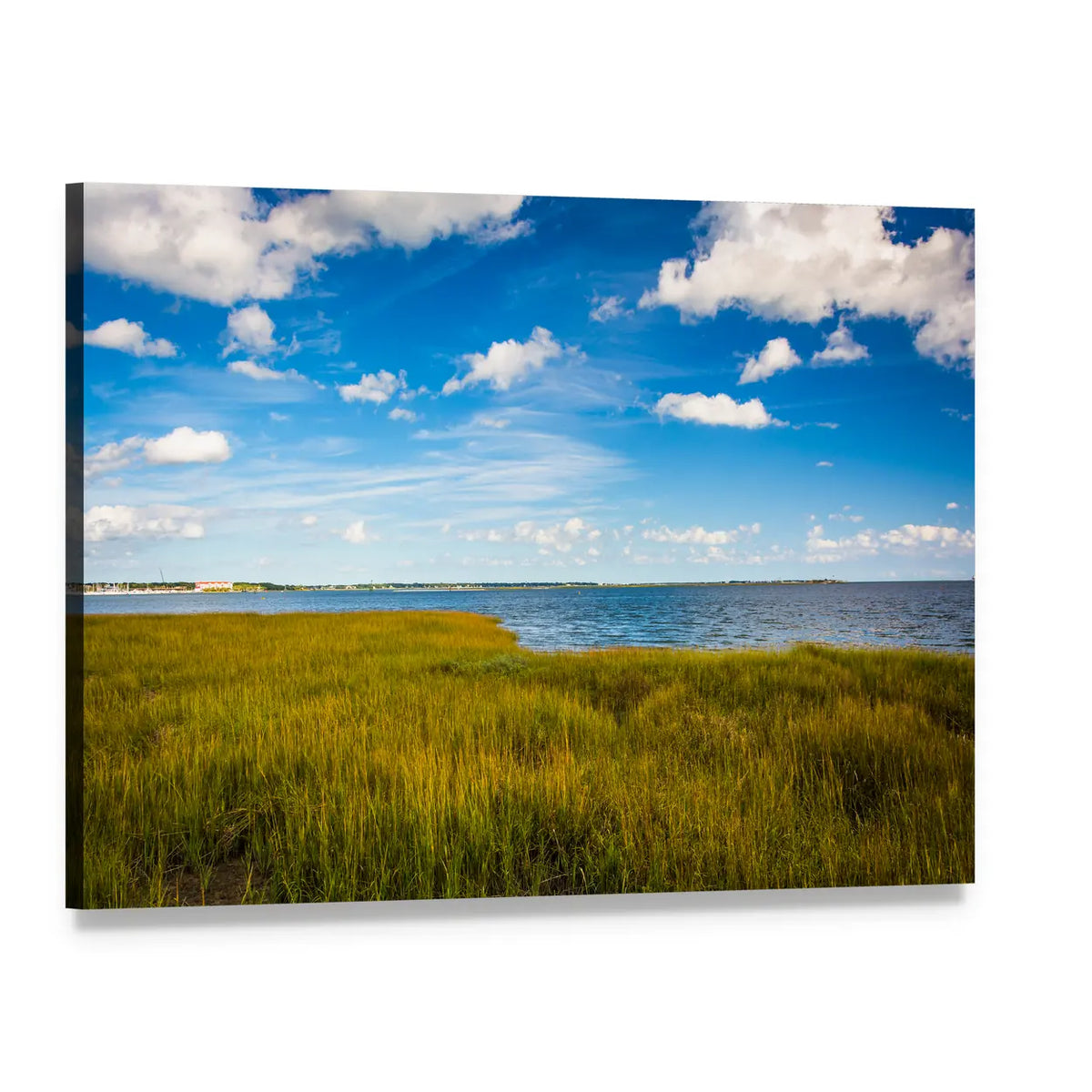 Marsh Grasses by the Lake Canvas Wall Art, single panel gallery wrapped canvas, angled product view
