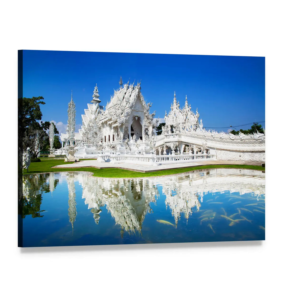 Wat Rong Khun White Temple, Chiang Rai Canvas Wall Art, single panel gallery wrapped canvas, angled product view