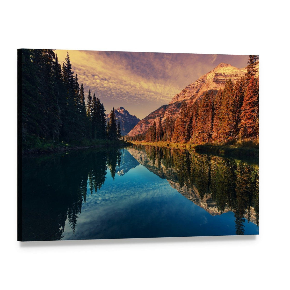 Grand Teton Lake Reflection Canvas Wall Art, single panel gallery wrapped canvas, angled product view