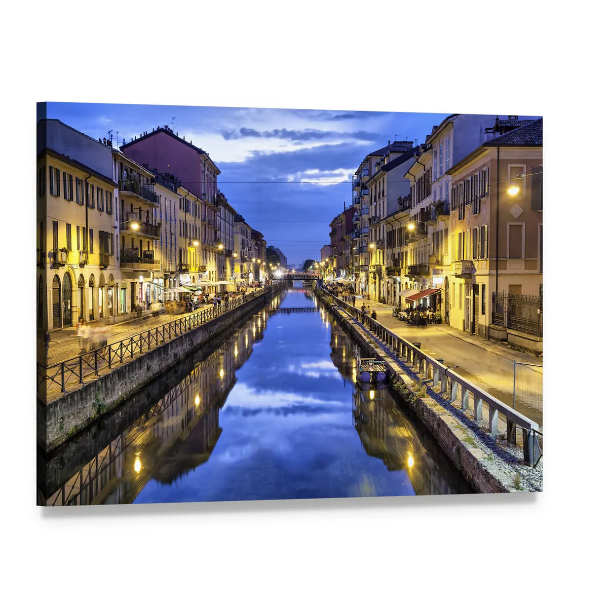 Naviglio Grande Canal Canvas Wall Art, single panel gallery wrapped canvas, angled product view