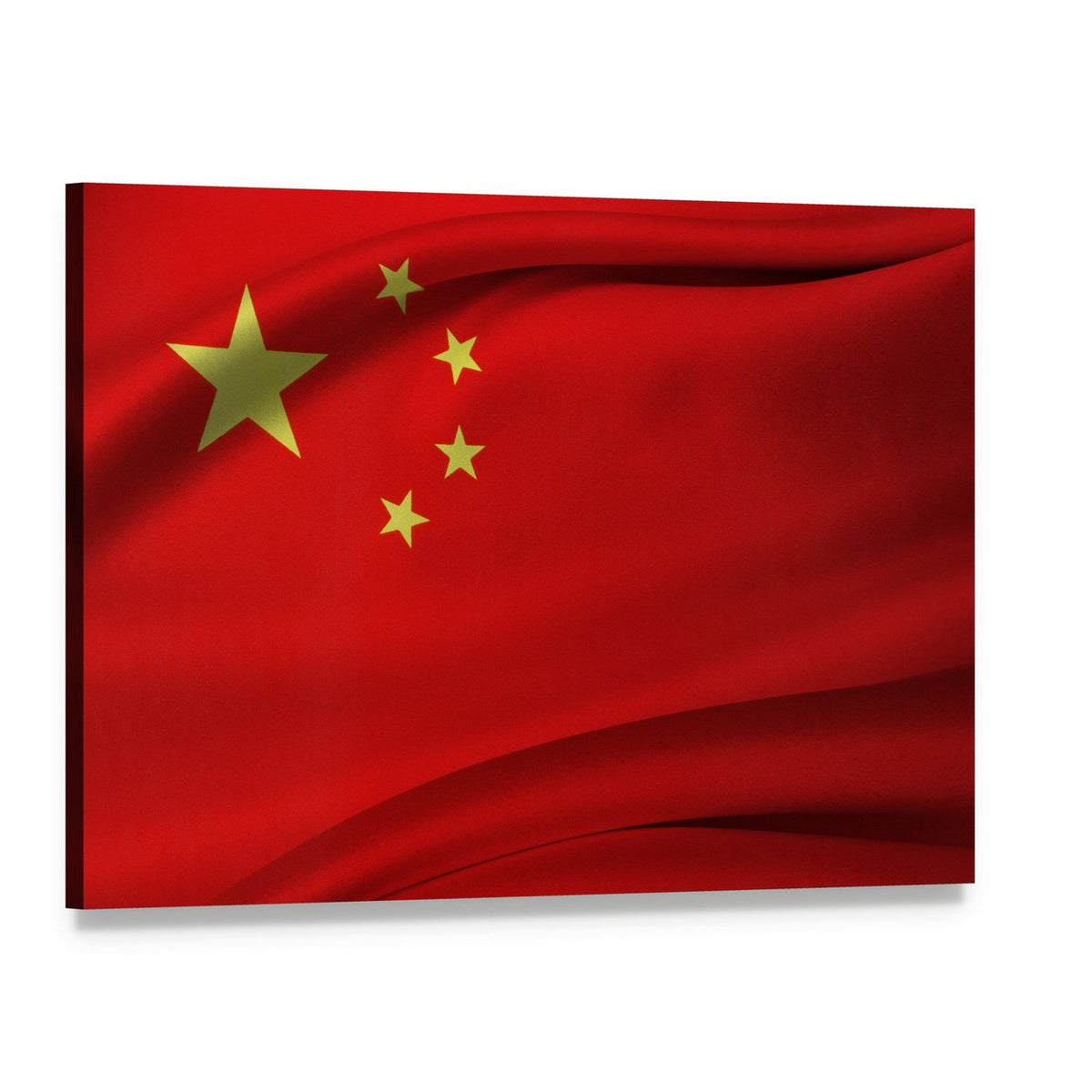 Chinese Flag with Five Stars Canvas Wall Art, single panel gallery wrapped canvas, angled product view