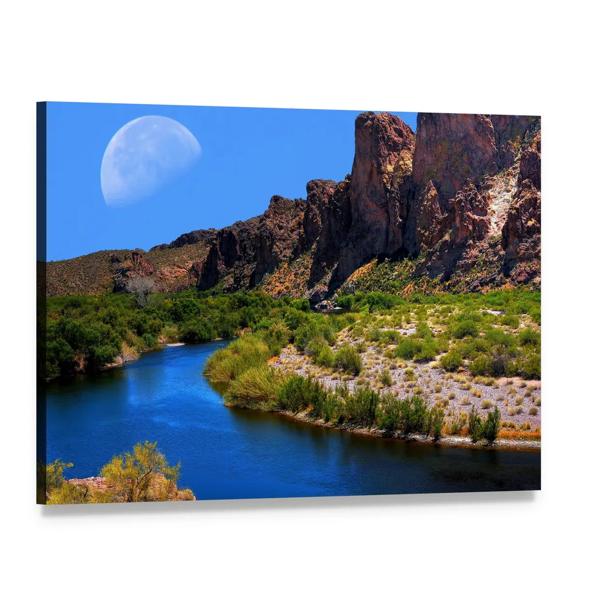 Salt River with Crescent Moon Canvas Wall Art, single panel gallery wrapped canvas, angled product view
