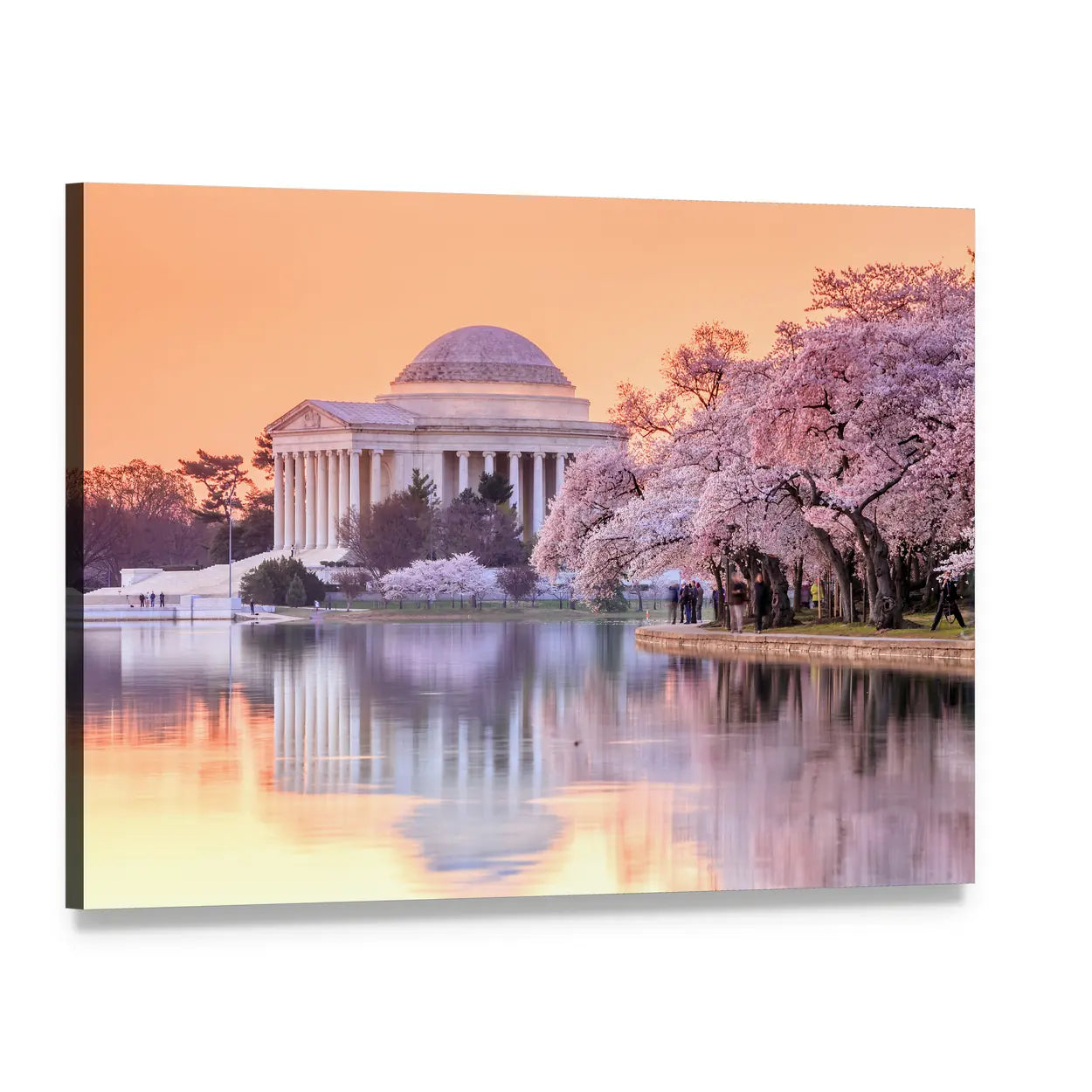 Jefferson Memorial in Spring Canvas Wall Art, single panel gallery wrapped canvas, angled product view
