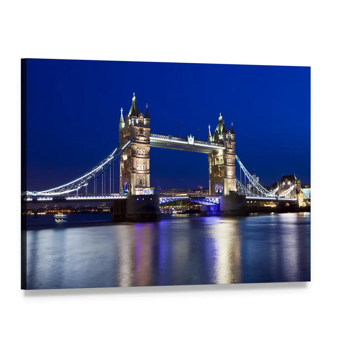 Tower Bridge at Night, London Canvas Wall Art, single panel gallery wrapped canvas, angled product view