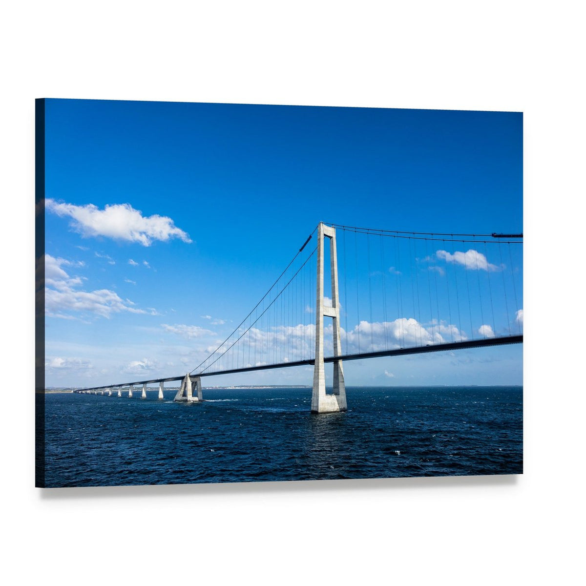 Oresund Bridge Over Calm Waters Canvas Wall Art, single panel gallery wrapped canvas, angled product view