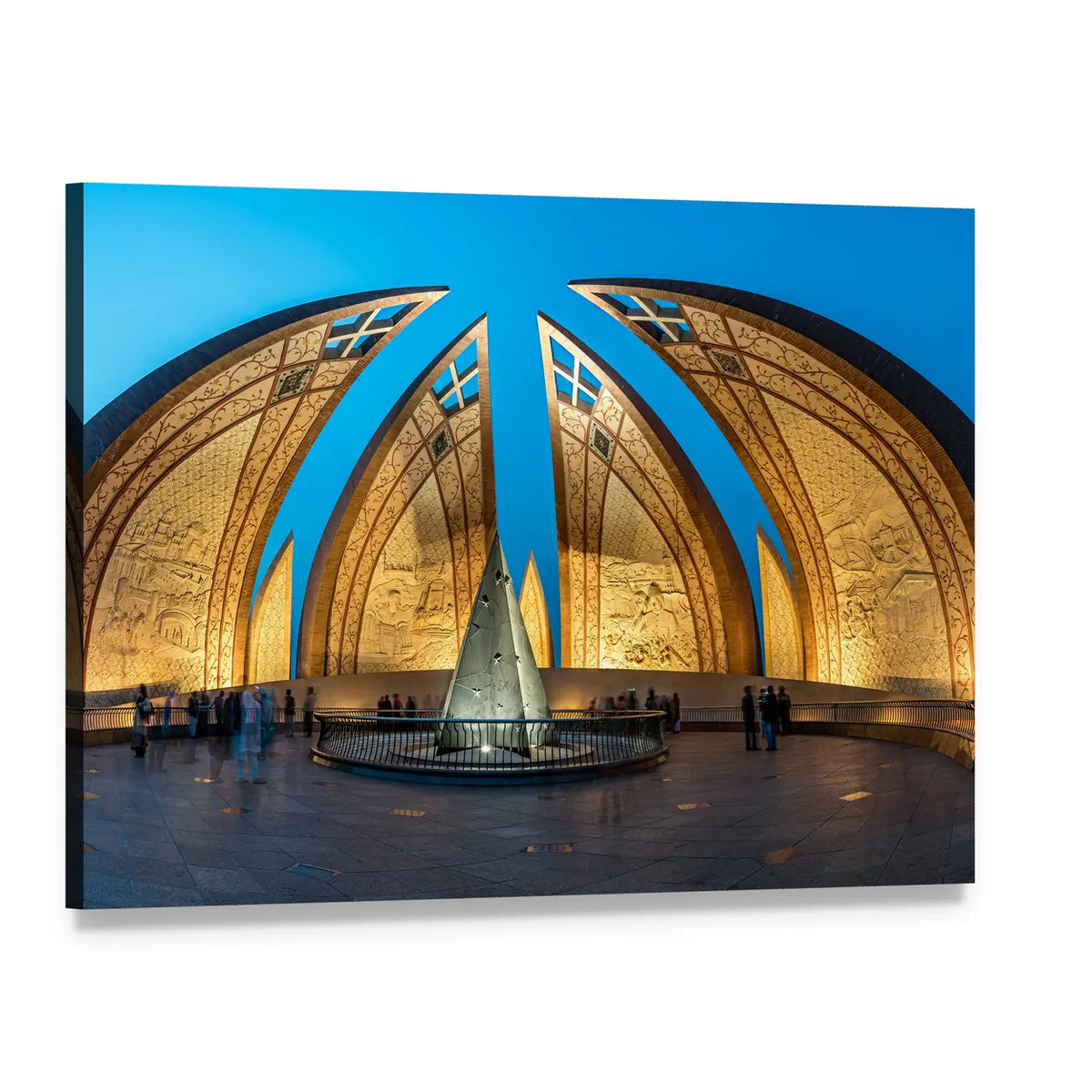 Illuminated Pakistan Monument at Night Canvas Wall Art, single panel gallery wrapped canvas, angled product view