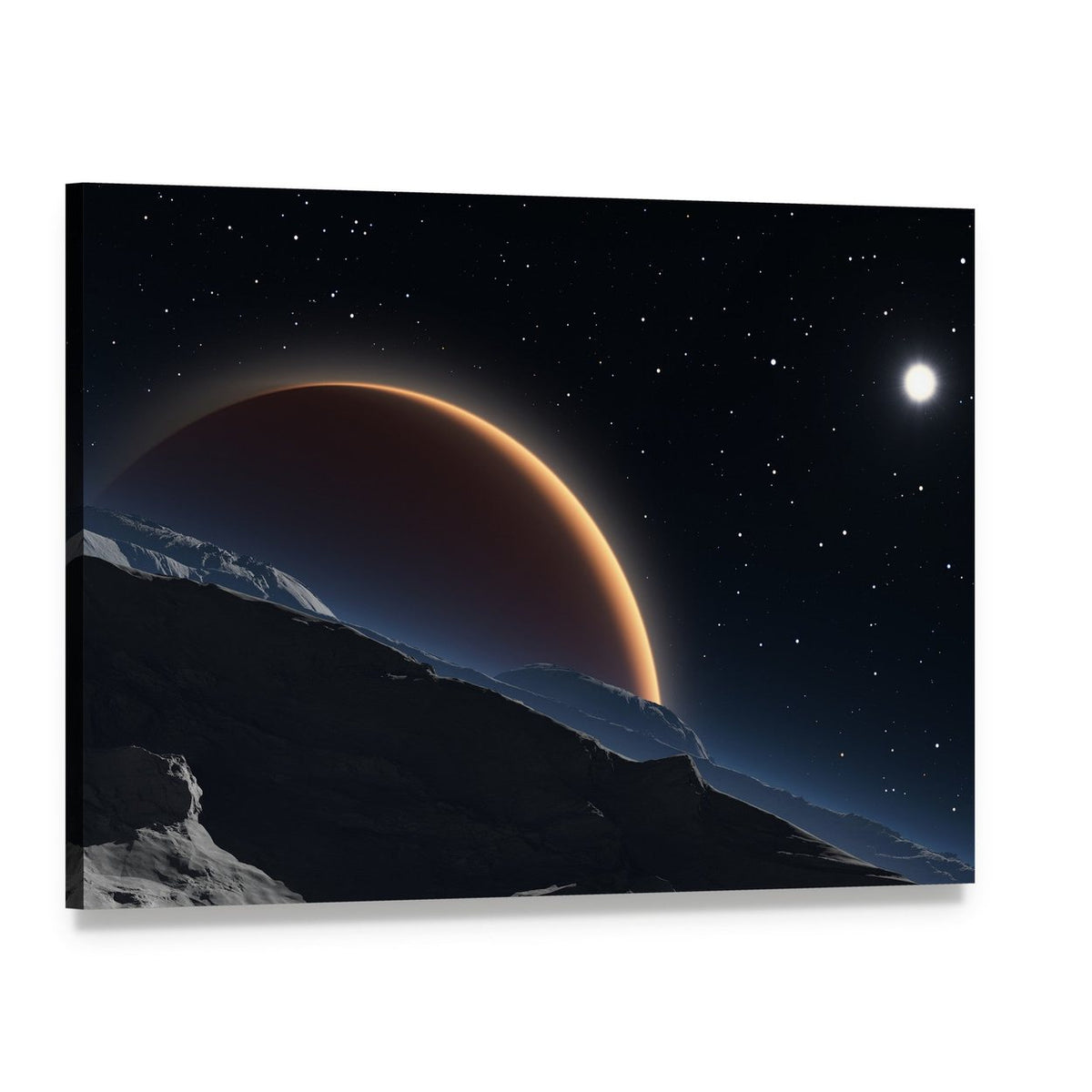 Phobos and the Red Planet Mars Canvas Wall Art, single panel gallery wrapped canvas, angled product view