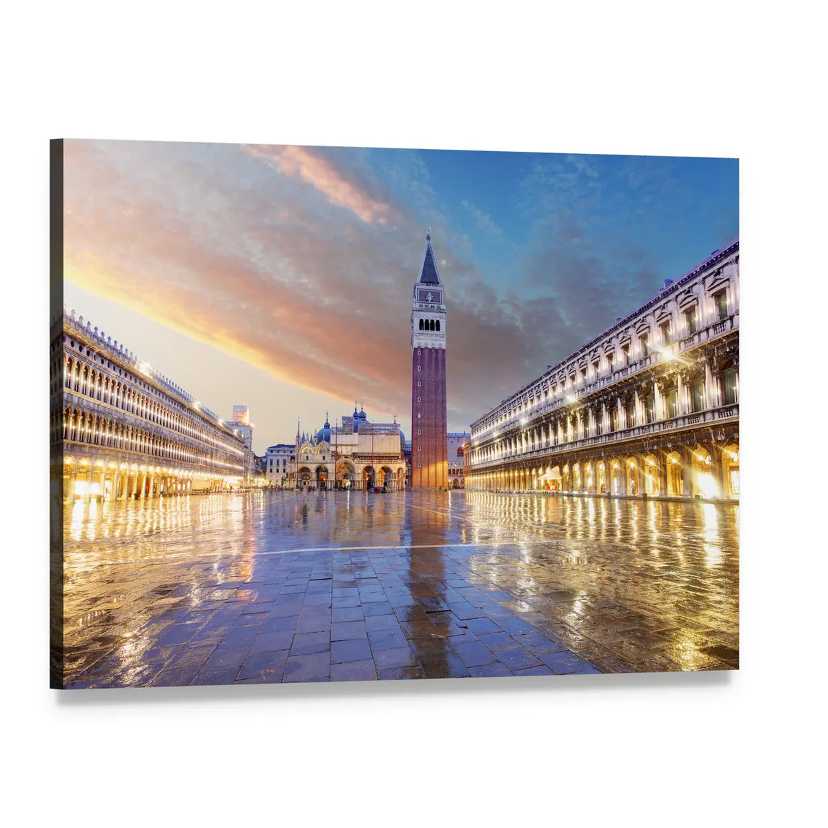 San Marco Square, Venice at Dusk Canvas Wall Art, single panel gallery wrapped canvas, angled product view