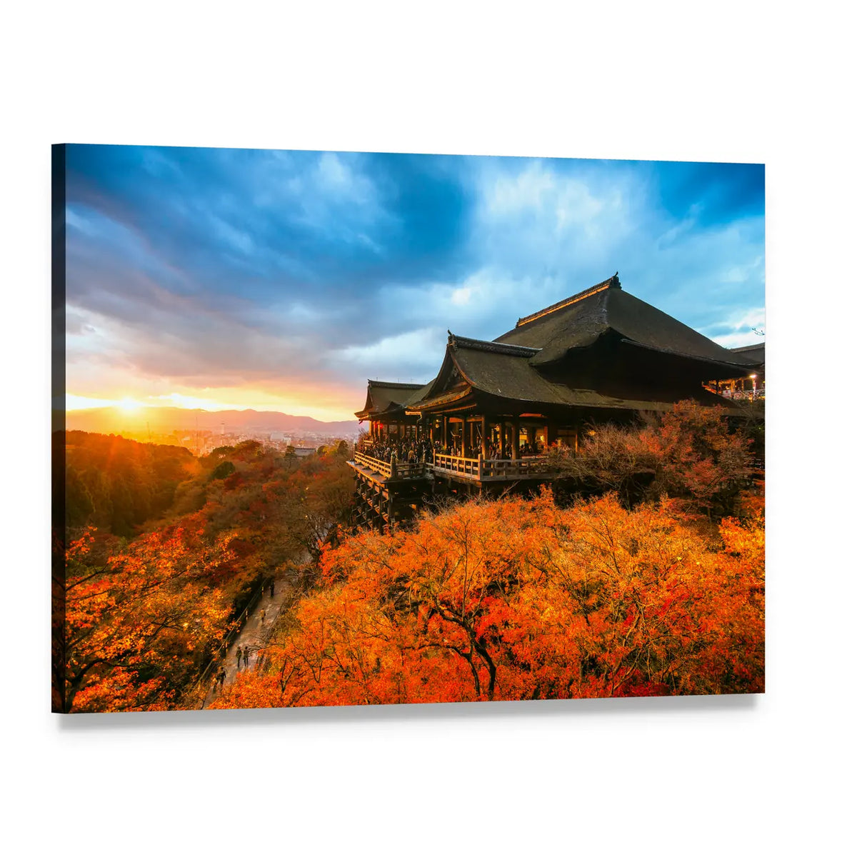 Kiyomizu Dera Temple at Sunset Canvas Wall Art, single panel gallery wrapped canvas, angled product view
