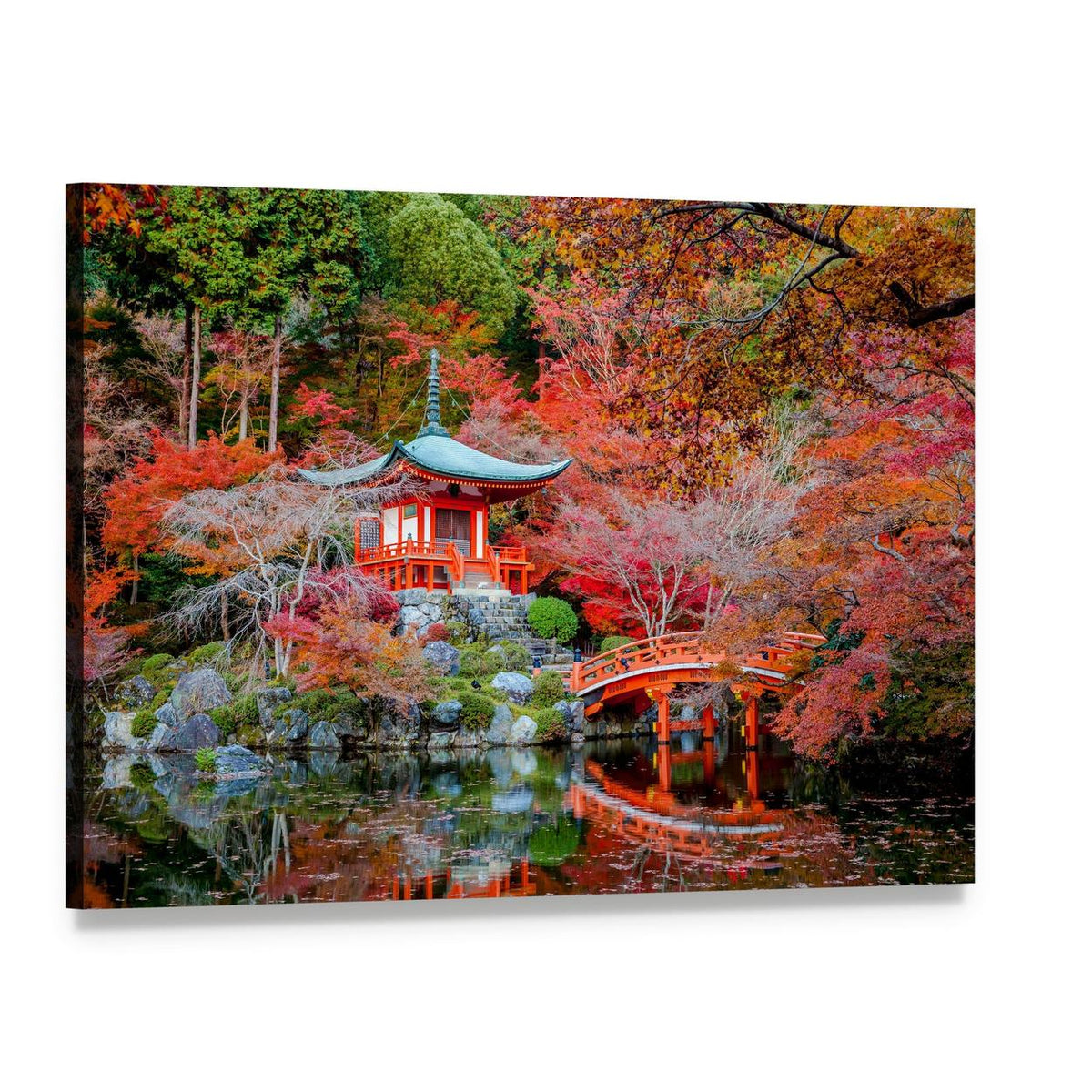 Autumn Serenity at Japanese Temple Canvas Wall Art, single panel gallery wrapped canvas, angled product view