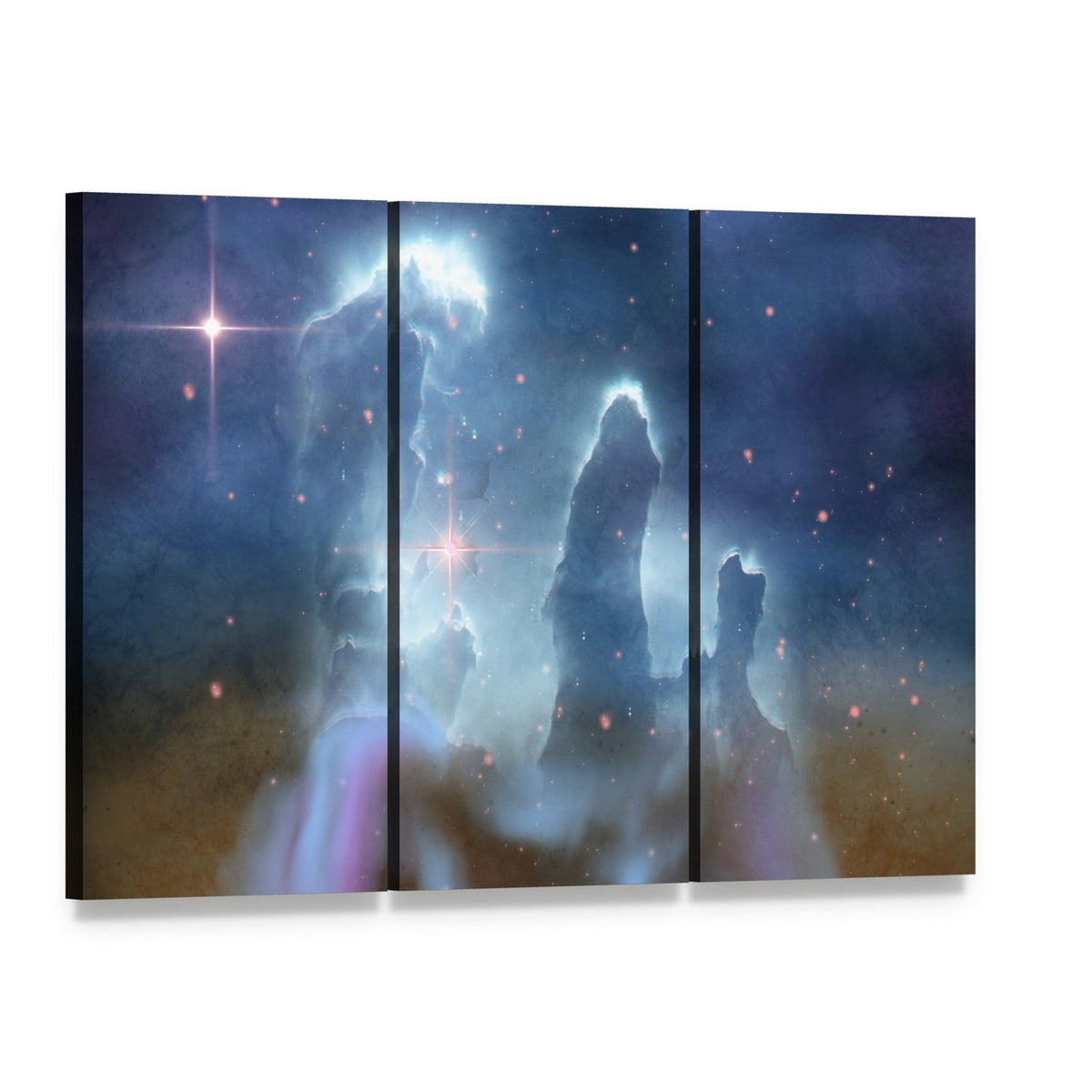 Pillars of Creation Canvas Wall Art, 3 panel 3 Horizontal layout gallery wrapped canvas set, angled product view