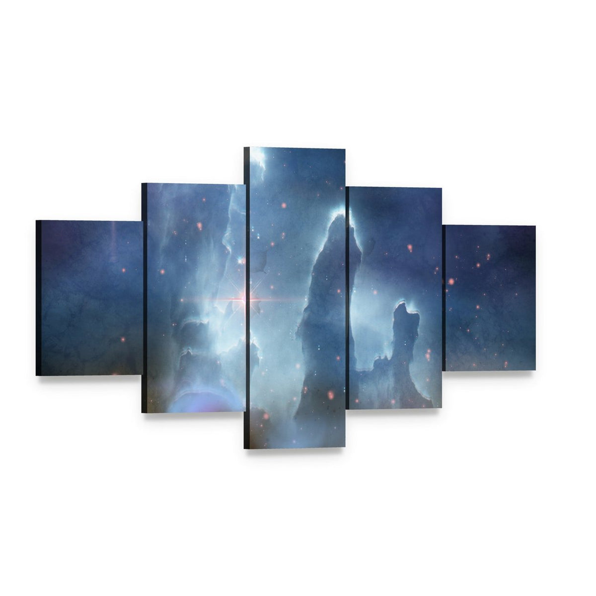 Pillars of Creation Canvas Wall Art, 5 panel 5 Star layout gallery wrapped canvas set, angled product view