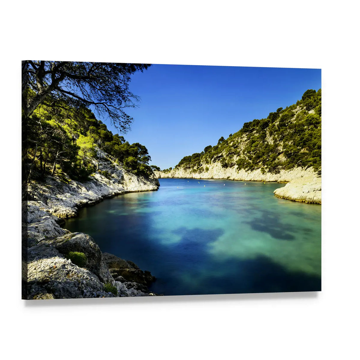 Port Pin Calanque in Cassis Canvas Wall Art, single panel gallery wrapped canvas, angled product view