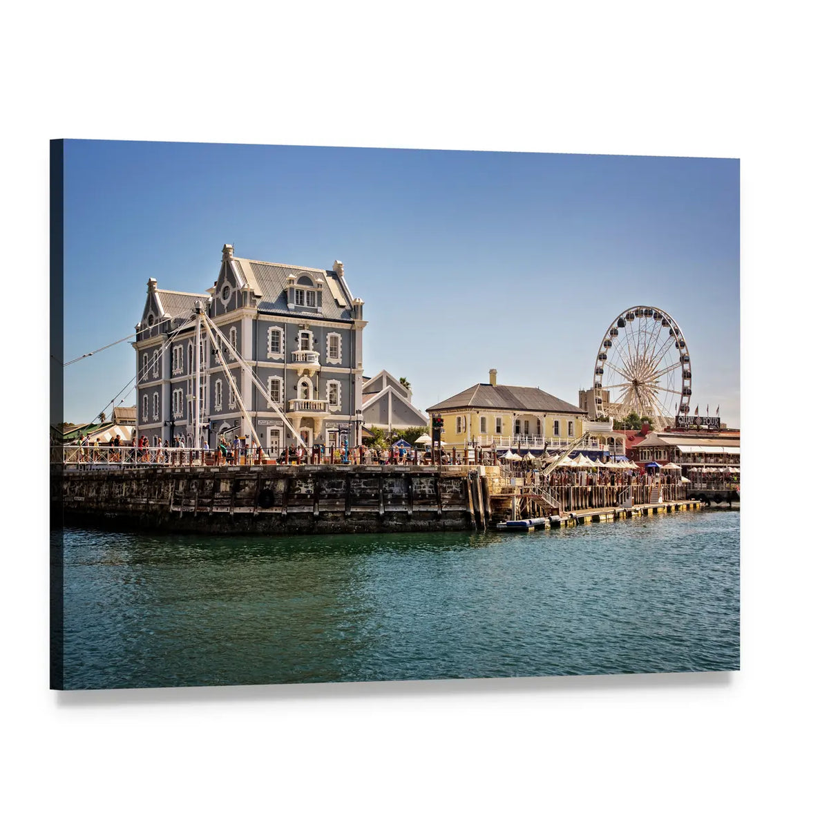 Cape Town Waterfront Canvas Wall Art, single panel gallery wrapped canvas, angled product view